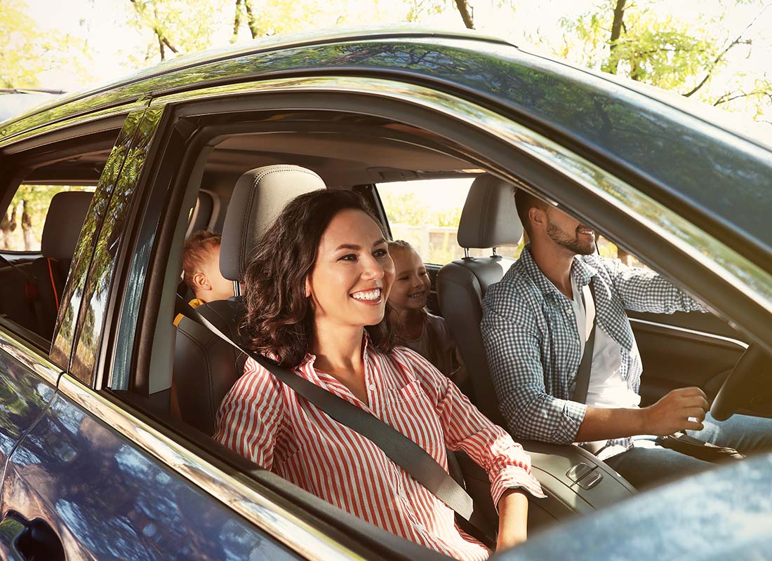 Family riding together in their car